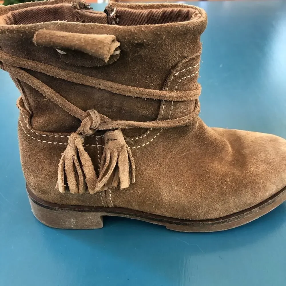 Zara Girls Suede Leather Boots Size 11.5